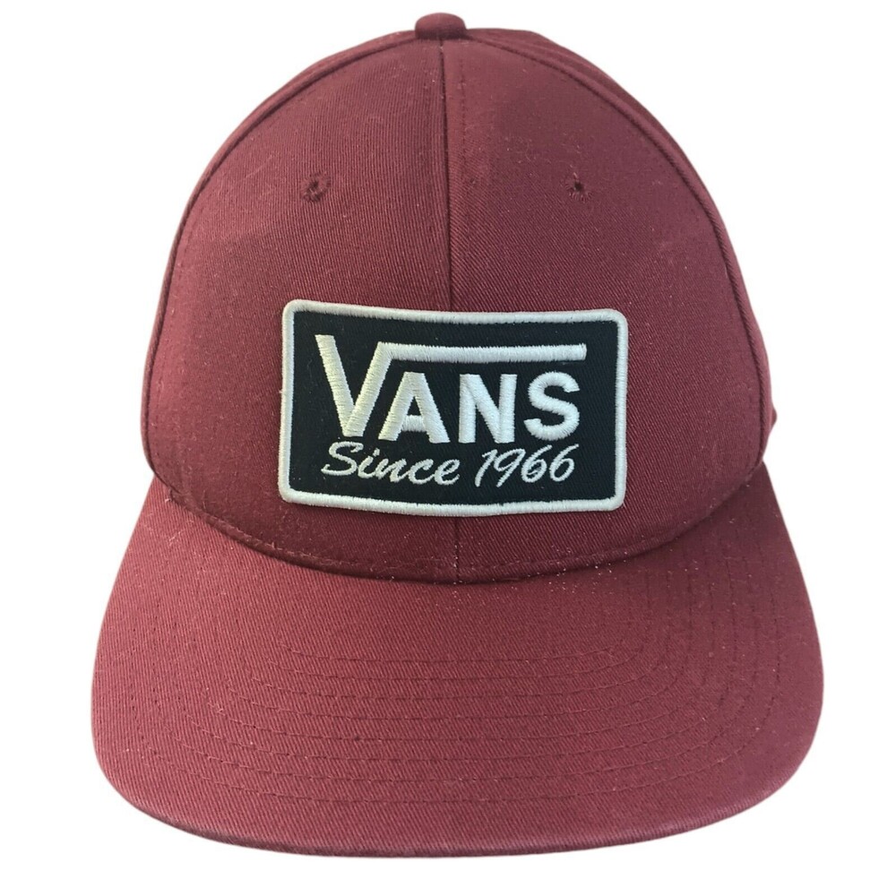 Vans Trucker Hat Since 1966 Logo Maroon Snapback Cap Logo Patch Black and White